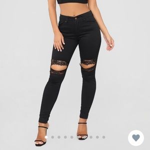 Fashion nova touch of lace black pants!